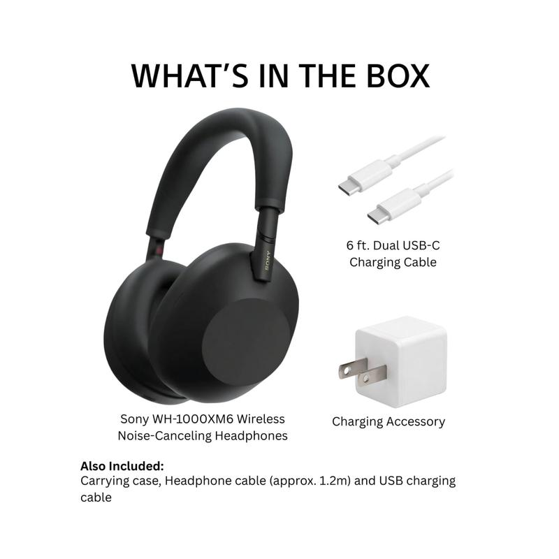 Fones de ouvido sem fio Sony WH-1000XM6 com cancelamento de ruído